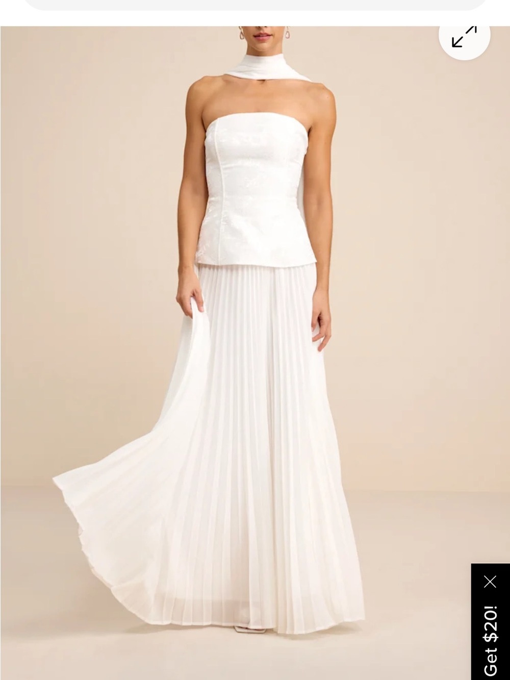 Lulu's Eloise White Strapless Pleated Maxi Dress with Choker